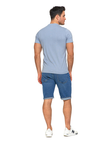 Koszulki, topy, koszule - Koszulka męska bawełniana T-shirt z nadrukiem gór paski NIEBIESKI - produkt 7
