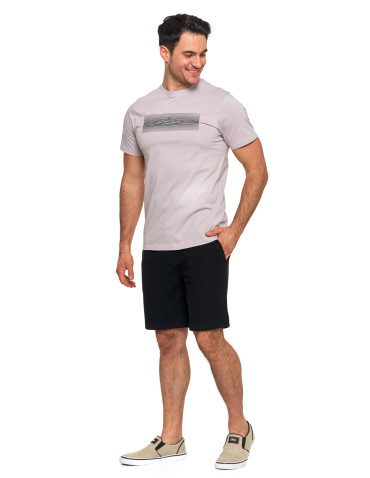 Koszulki, topy, koszule - Koszulka męska bawełniana T-shirt z nadrukiem gór paski SZARY - produkt 5