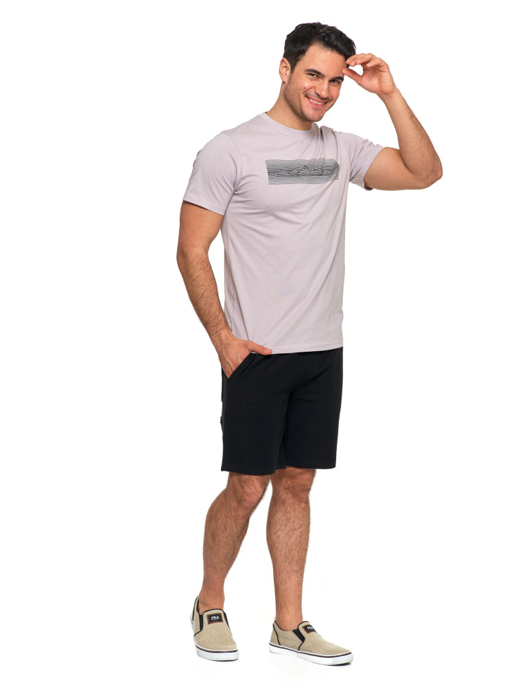 Koszulki, topy, koszule - Koszulka męska bawełniana T-shirt z nadrukiem gór paski SZARY - produkt moraj.pl 7