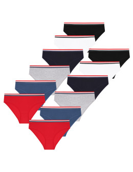 Majtki figi damskie klasyczne bawełniane w paski 12-pak