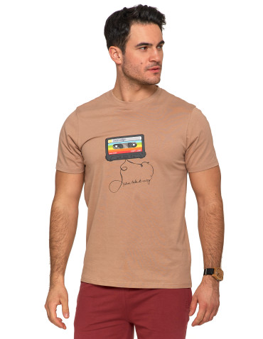 Koszulki, topy, koszule - Koszulka męska T-shirt z okrągłym dekoltem i nadrukiem MOKKA - produkt 1
