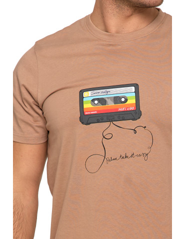 Koszulki, topy, koszule - Koszulka męska T-shirt z okrągłym dekoltem i nadrukiem MOKKA - produkt 3