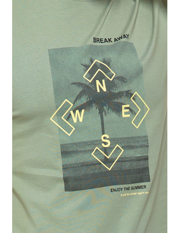 Koszulki, topy, koszule - T-shirt koszulka męska bawełniana z nadrukiem ZIELONY - produkt 4