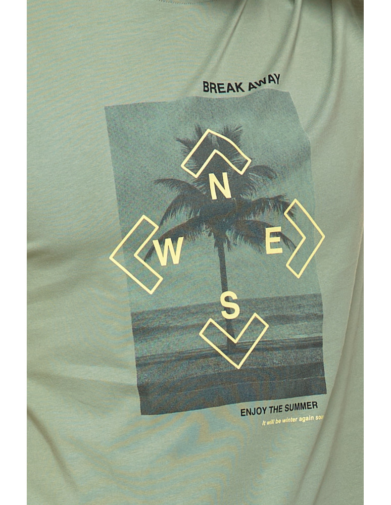 Koszulki, topy, koszule - T-shirt koszulka męska bawełniana z nadrukiem ZIELONY - produkt moraj.pl 4