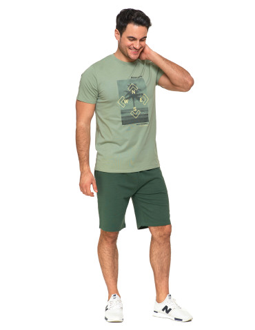Koszulki, topy, koszule - T-shirt koszulka męska bawełniana z nadrukiem ZIELONY - produkt 5