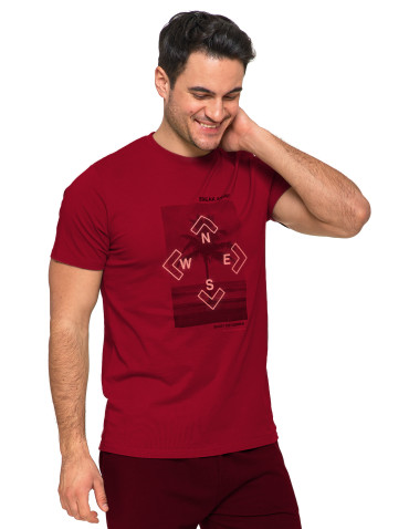 Koszulki, topy, koszule - T-shirt koszulka męska bawełniana z nadrukiem FIOLETOWY - produkt 1