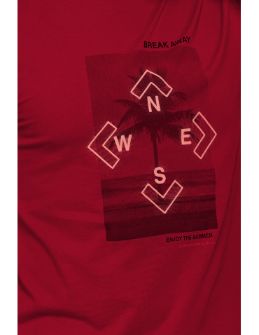 Koszulki, topy, koszule - T-shirt koszulka męska bawełniana z nadrukiem FIOLETOWY - produkt 3