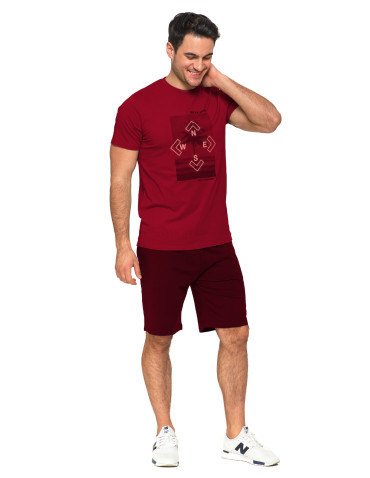 Koszulki, topy, koszule - T-shirt koszulka męska bawełniana z nadrukiem FIOLETOWY - produkt 4