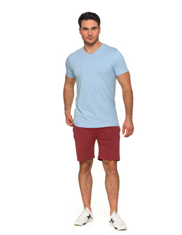 Koszulki, topy, koszule - Koszulka męska bawełna Premium T-shirt dekolt w serek JASNY NIEBIESKI - produkt 4