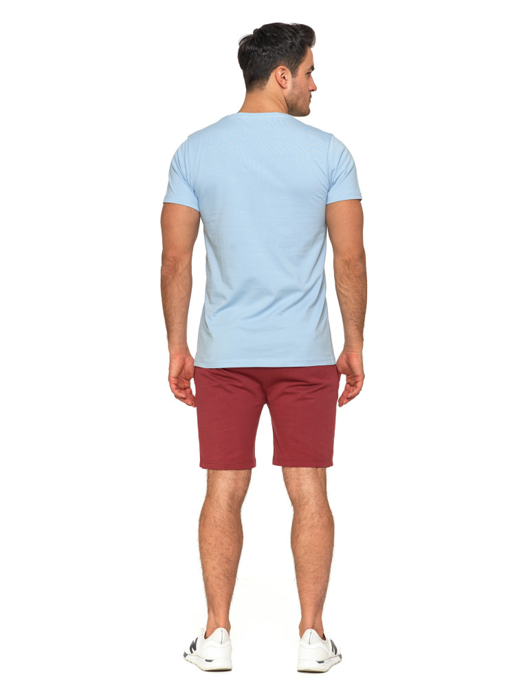 Koszulki, topy, koszule - Koszulka męska bawełna Premium T-shirt dekolt w serek JASNY NIEBIESKI - produkt moraj.pl 5