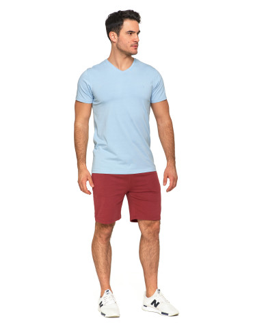 Koszulki, topy, koszule - Koszulka męska bawełna Premium T-shirt dekolt w serek JASNY NIEBIESKI - produkt 6