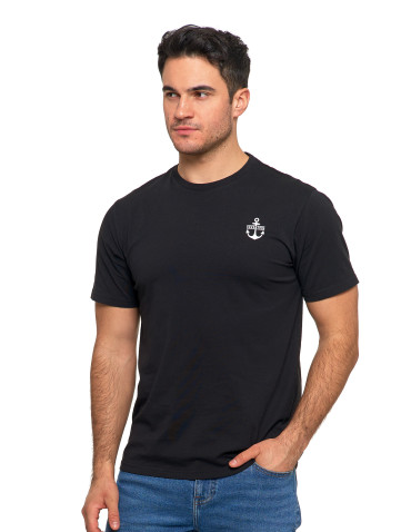 Koszulki, topy, koszule - Koszulka męska T-shirt bawełniany z kotwicą CZARNY - produkt 1