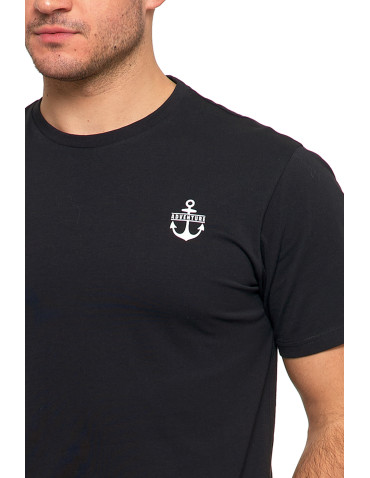 Koszulki, topy, koszule - Koszulka męska T-shirt bawełniany z kotwicą CZARNY - produkt 3