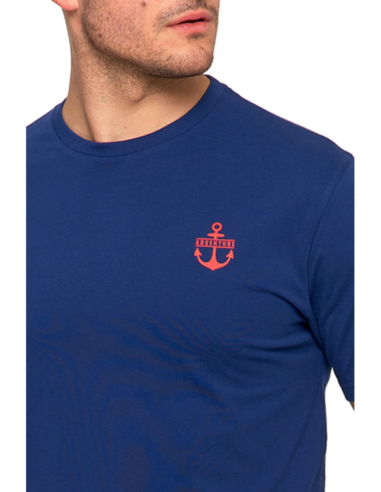 Koszulki, topy, koszule - Koszulka męska T-shirt bawełniany z kotwicą GRANATOWY - produkt moraj.pl 4