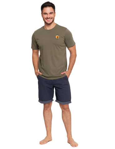 Koszulki i Tank Topy - Koszulka męska bawełniana T-shirt z haftem ZIELONY - produkt 3