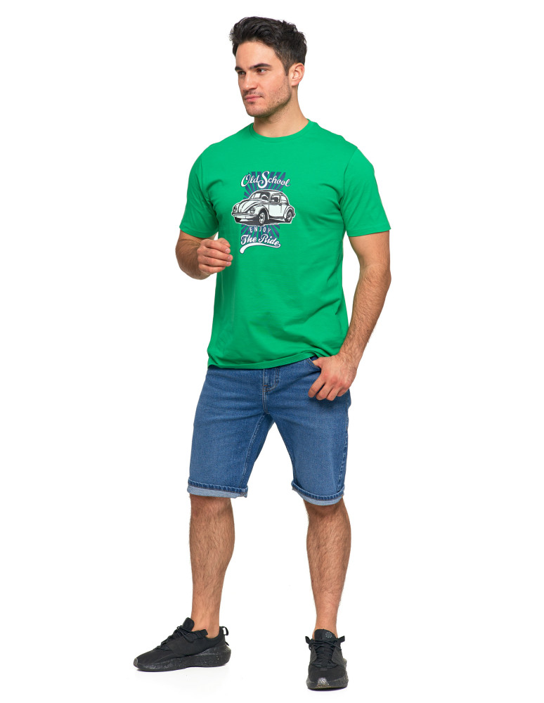 Koszulki, topy, koszule - Koszulka męska z garbusem nadruk T-shirt bawełniany ZIELONY - produkt moraj.pl 4