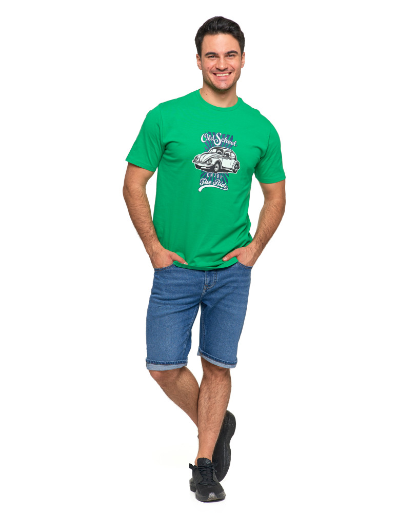 Koszulki, topy, koszule - Koszulka męska z garbusem nadruk T-shirt bawełniany ZIELONY - produkt moraj.pl 5