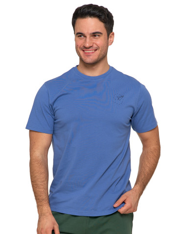 Koszulki, topy, koszule - Koszulka męska bawełniana T-shirt subtelny nadruk NIEBIESKI - produkt 1