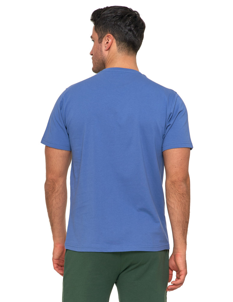 Koszulki, topy, koszule - Koszulka męska bawełniana T-shirt subtelny nadruk NIEBIESKI - produkt moraj.pl 2