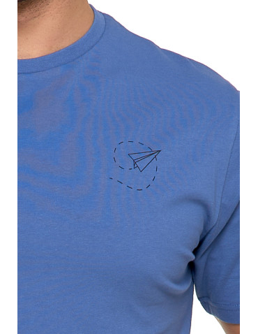 Koszulki, topy, koszule - Koszulka męska bawełniana T-shirt subtelny nadruk NIEBIESKI - produkt 3