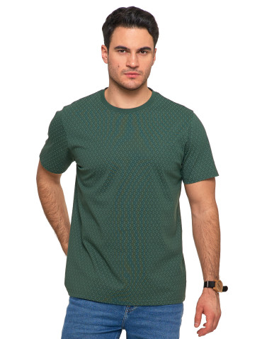 Koszulki i Tank Topy - Koszulka męska bawełniana T-shirt nadruk allover ZIELONY - produkt 1