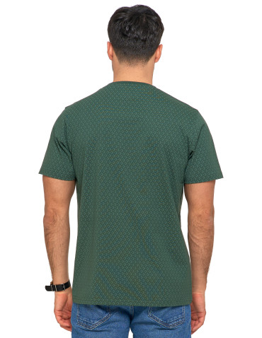 Koszulki i Tank Topy - Koszulka męska bawełniana T-shirt nadruk allover ZIELONY - produkt 2