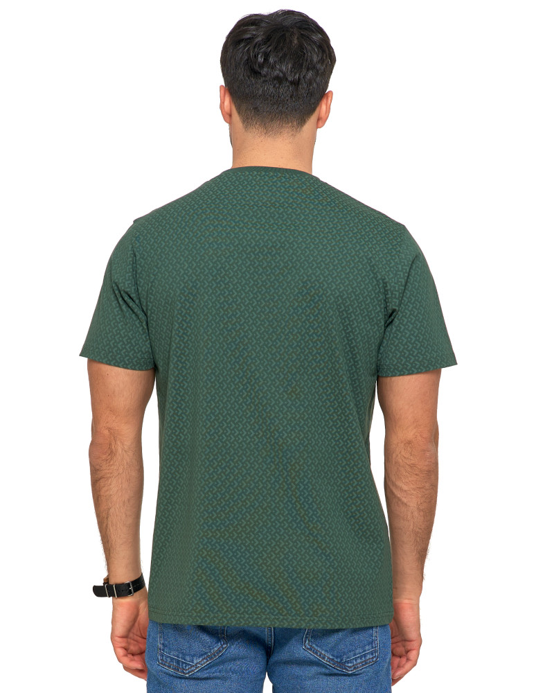 Koszulki i Tank Topy - Koszulka męska bawełniana T-shirt nadruk allover ZIELONY  - produkt moraj.pl 2