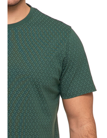 Koszulki i Tank Topy - Koszulka męska bawełniana T-shirt nadruk allover ZIELONY - produkt 3