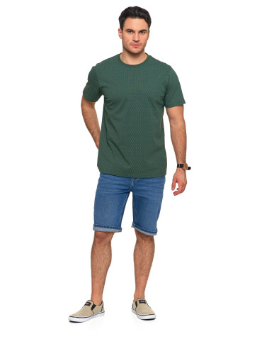 Koszulki i Tank Topy - Koszulka męska bawełniana T-shirt nadruk allover ZIELONY - produkt 4