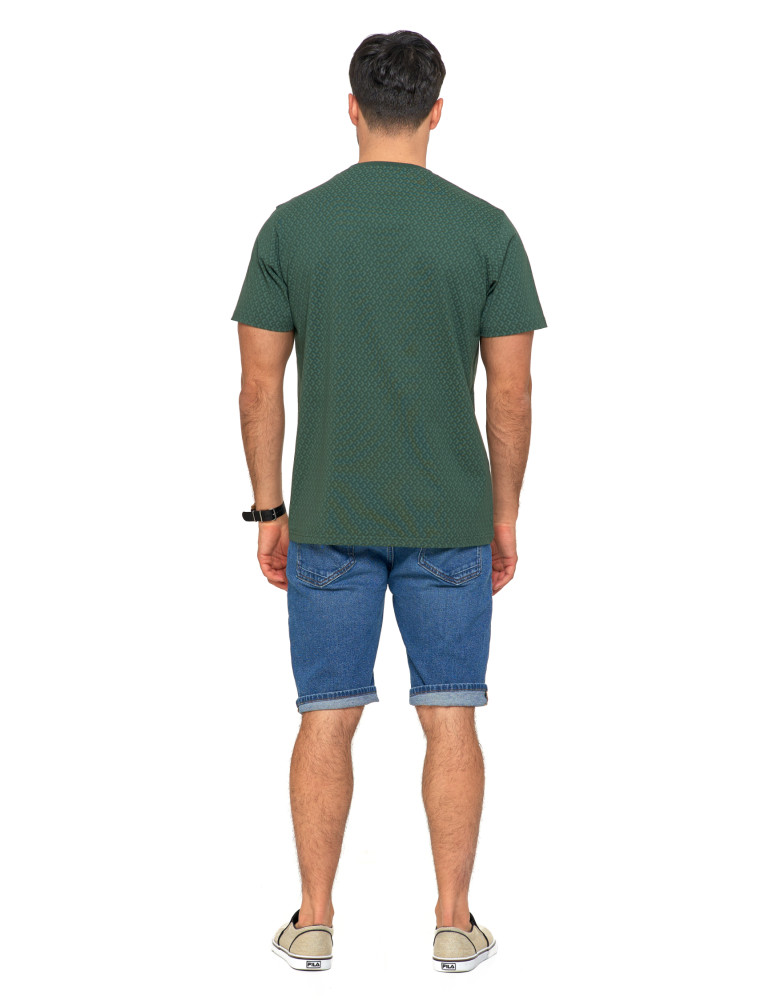 Koszulki i Tank Topy - Koszulka męska bawełniana T-shirt nadruk allover ZIELONY  - produkt moraj.pl 5