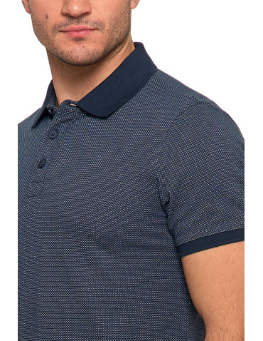 Polo - Koszulka polo męska bawełniana żakardowa GRANATOWY - produkt 4