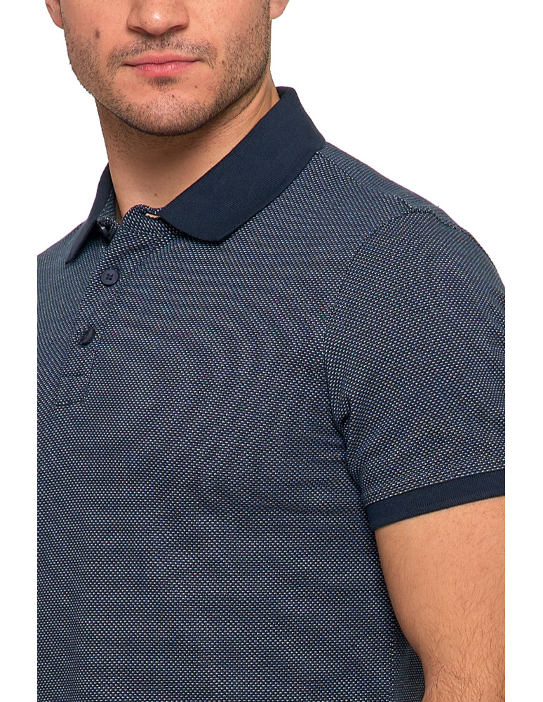 Polo - Koszulka polo męska bawełniana żakardowa GRANATOWY - produkt moraj.pl 4