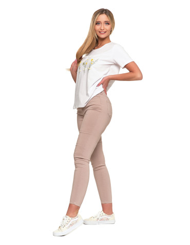 Koszulki i topy - Koszulka damska krótki rękaw bawełniana wzór kwiaty T-shirt BIAŁY - produkt 7