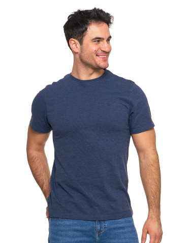 Koszulki, topy, koszule - Koszulka t-shirt męski bawełniany wzór ażurowy NIEBIESKI - produkt 1