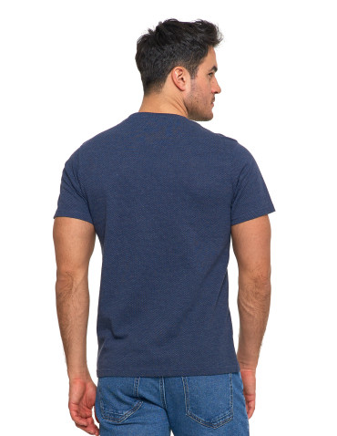 Koszulki, topy, koszule - Koszulka t-shirt męski bawełniany wzór ażurowy NIEBIESKI - produkt 2