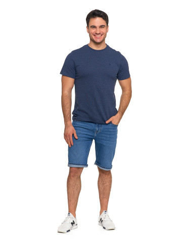Koszulki, topy, koszule - Koszulka t-shirt męski bawełniany wzór ażurowy NIEBIESKI - produkt 4