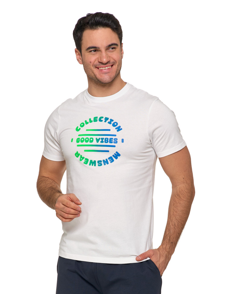 Koszulki, topy, koszule - T-shirt męski koszulka 100% bawełniana Good Vibes BIAŁY - produkt moraj.pl 1