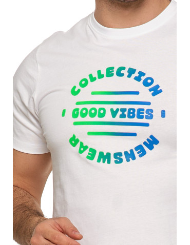 Koszulki, topy, koszule - T-shirt męski koszulka 100% bawełniana Good Vibes BIAŁY - produkt 4