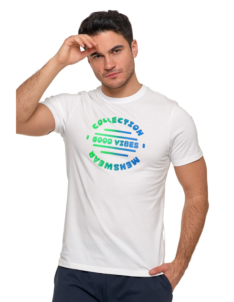 Koszulki, topy, koszule - T-shirt męski koszulka 100% bawełniana Good Vibes BIAŁY - produkt moraj.pl 5