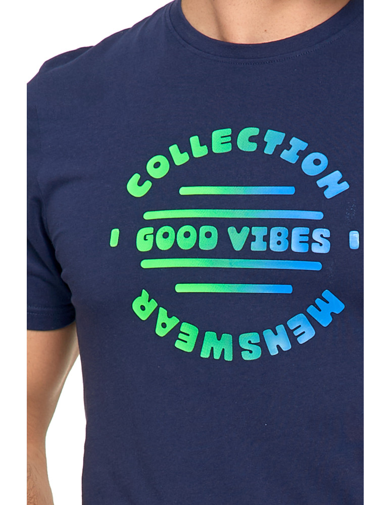 Koszulki, topy, koszule - T-shirt męski koszulka 100% bawełniana Good Vibes GRANATOWY - produkt moraj.pl 5