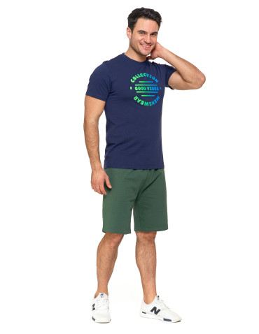 Koszulki, topy, koszule - T-shirt męski koszulka 100% bawełniana Good Vibes GRANATOWY - produkt 7