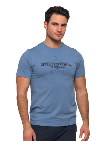 Koszulki, topy, koszule - T-shirt męski koszulka 100% bawełna logo NIEBIESKI - produkt 1