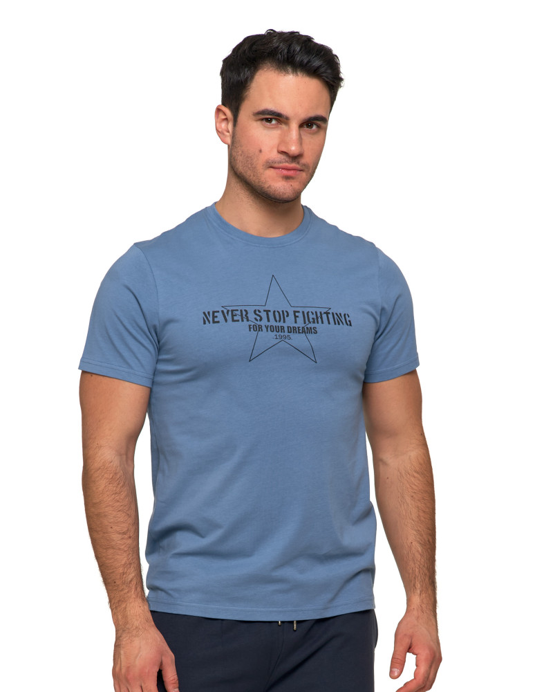 Koszulki, topy, koszule - T-shirt męski koszulka 100% bawełna logo NIEBIESKI - produkt moraj.pl 1