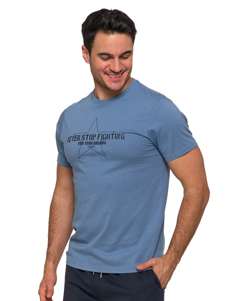 Koszulki, topy, koszule - T-shirt męski koszulka 100% bawełna logo NIEBIESKI - produkt moraj.pl 4