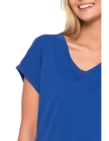 Koszulki i topy - Koszulka damska bawełniana Premium T-shirt oversize NIEBIESKI - produkt 5