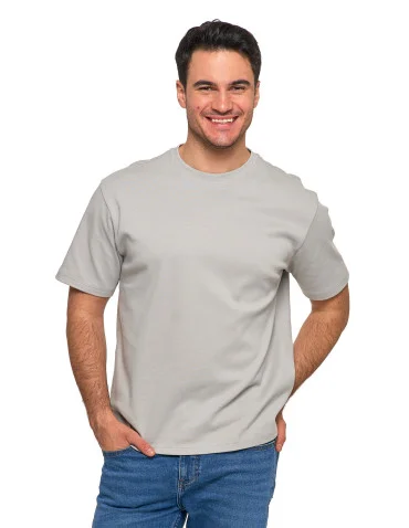 Koszulki i Tank Topy - T-shirt męski oversize bawełna Premium koszulka bez wzoru SZARY - produkt 1
