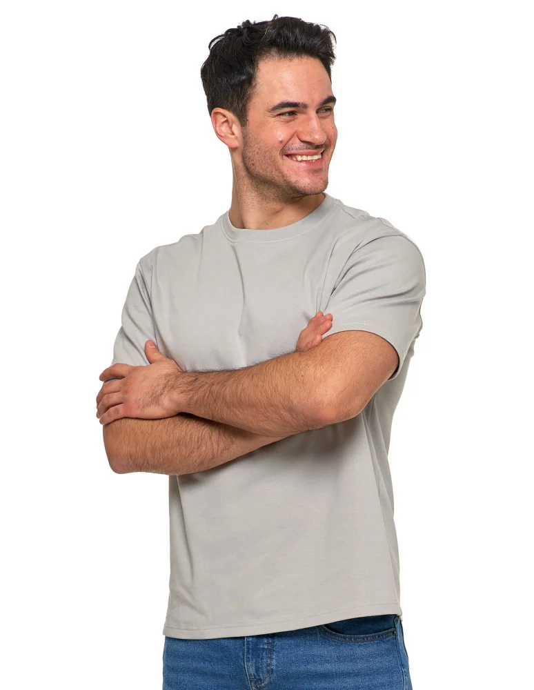 Koszulki i Tank Topy - T-shirt męski oversize bawełna Premium koszulka bez wzoru SZARY - produkt moraj.pl 2