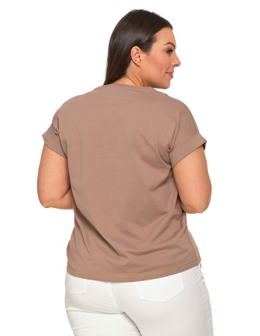 Koszulki i topy - Koszulka damska luźna T-shirt z nadrukiem tygrysa BEŻOWY - produkt 6