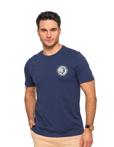 Koszulki, topy, koszule - Koszulka męska t-shirt bawełniany logo z napisem GRANATOWY - produkt 1