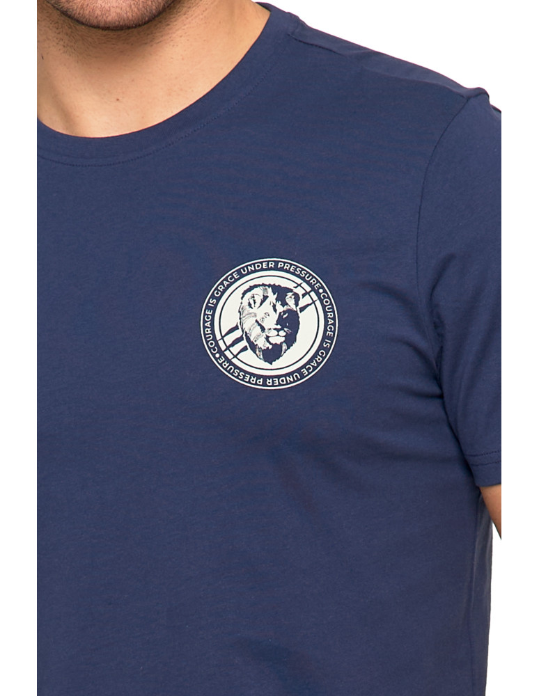 Koszulki, topy, koszule - Koszulka męska t-shirt bawełniany logo z napisem GRANATOWY - produkt moraj.pl 2